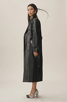 Avec Les Filles Glazed Faux-Ever Leather™ Belted Trench Coat