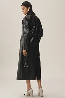 Avec Les Filles Glazed Faux-Ever Leather™ Belted Trench Coat