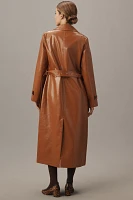 Avec Les Filles Glazed Faux-Ever Leather™ Belted Trench Coat