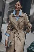 Avec Les Filles Poplin Shirting Belted Trench Coat