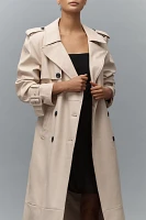 Avec Les Filles Faux-Ever Leather™ Strong Shoulder Maxi Trench Coat