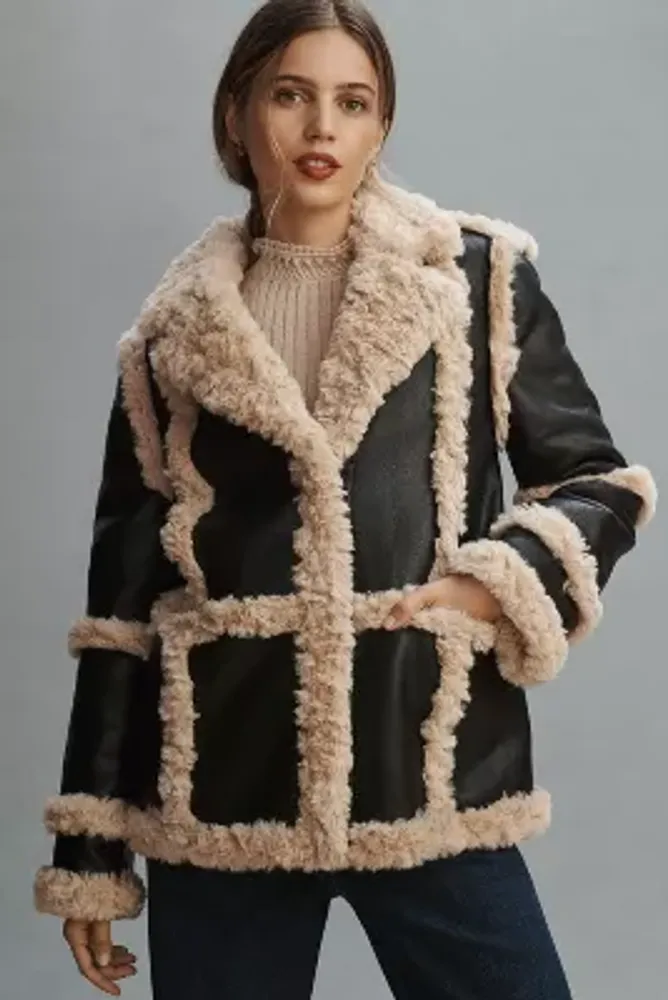 Unreal Fur Gate Keeper Oversized Faux Leather Shearling Jacket