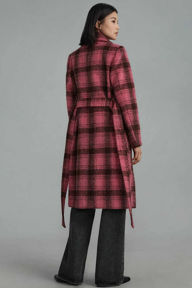 Noize Katja Belted Plaid Trench Coat