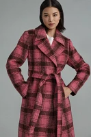 Noize Katja Belted Plaid Trench Coat