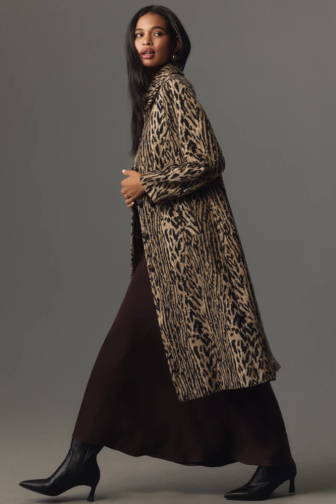 RIXO Milly Leopard Long Coat