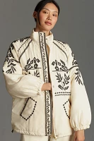 By Anthropologie Embroidered Puffer Coat