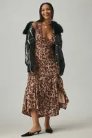 Maeve Faux Leather Furry Collar Jacket