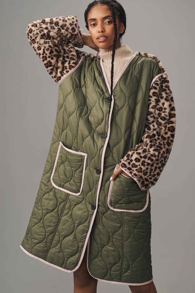 By Anthropologie Colorblock Long Liner Coat