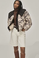 By Anthropologie Peter Pan Collar Printed Puffer Coat