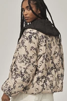 By Anthropologie Peter Pan Collar Printed Puffer Coat