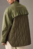 By Anthropologie Quilted Ruffled Shacket