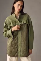 By Anthropologie Quilted Ruffled Shacket