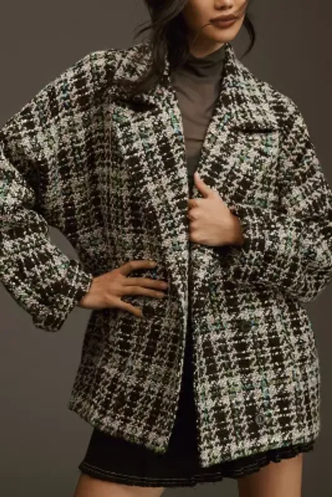 By Anthropologie Double-Breasted Tweed Coat