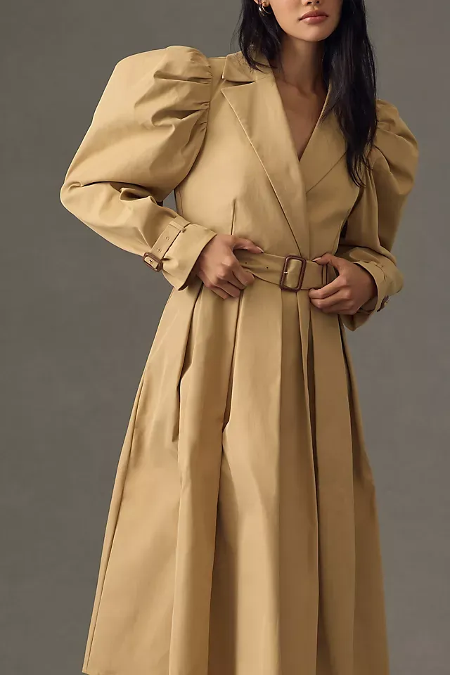 Trench Coat Midi com Bolsos Anamur Caqui - MyBasic