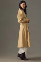 Mare Puff-Sleeve Pleated Trench Coat