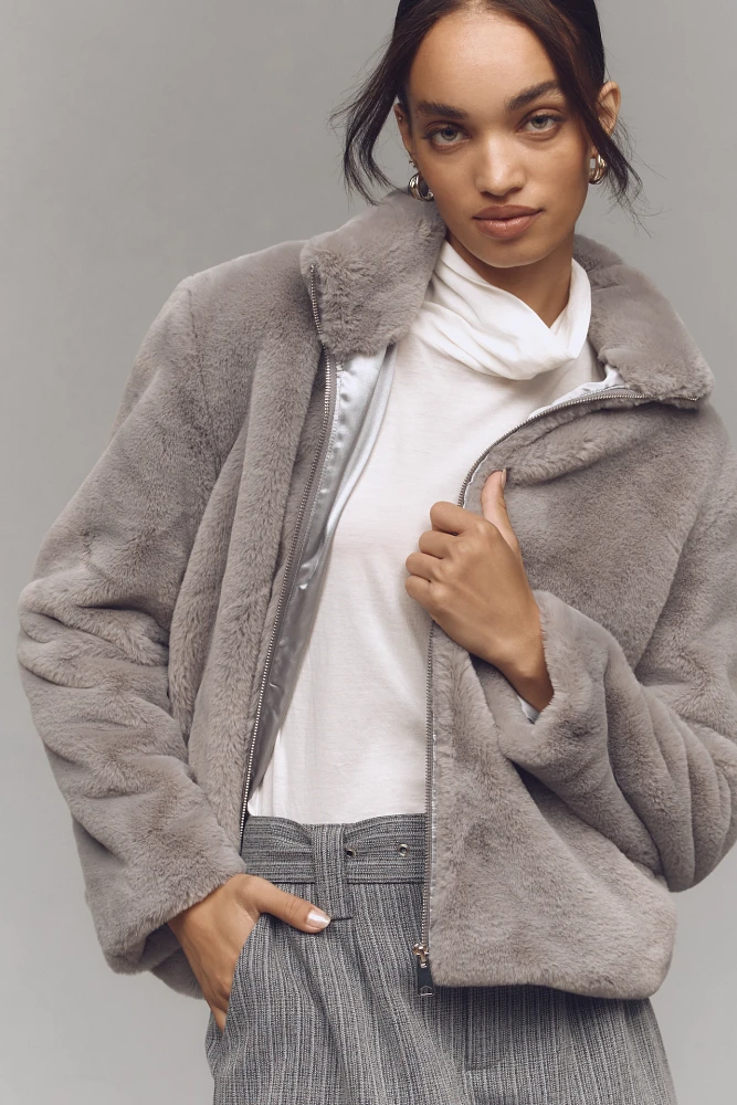 Sanctuary Cropped Faux-Fur Coat