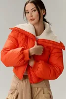 Maeve Sherpa Collar Cropped Puffer Jacket