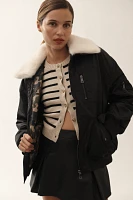 NVLT Faux-Fur Collared Bomber Jacket