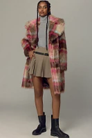 NVLT Plaid Faux-Fur Luxious Coat