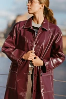 By Anthropologie Patent Faux-Leather Trench Coat