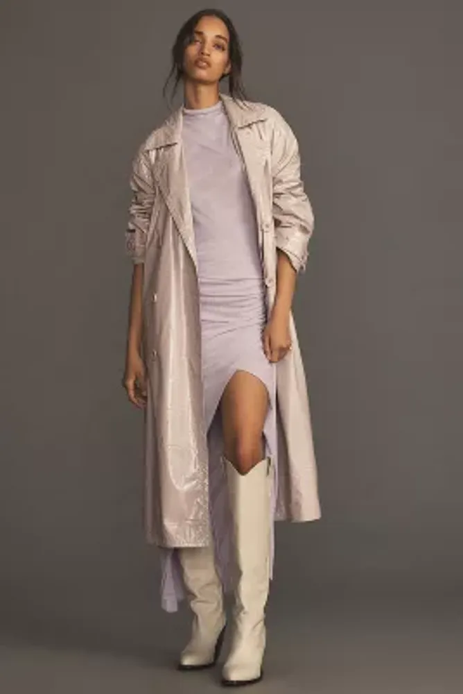 Maeve Patent Faux Leather Trench Coat