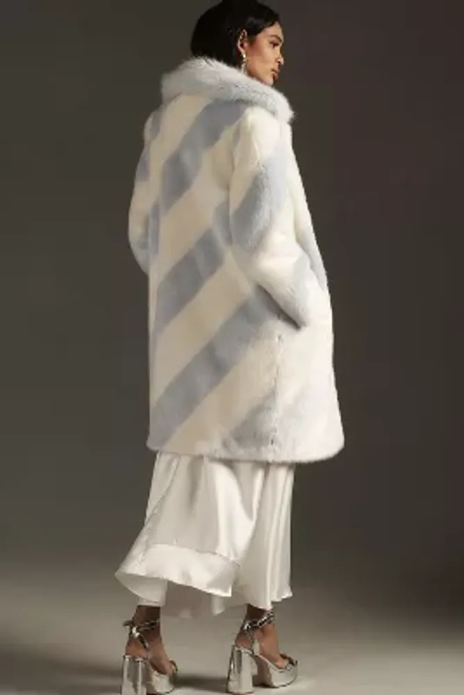 Maeve Faux Fur Stripe Coat