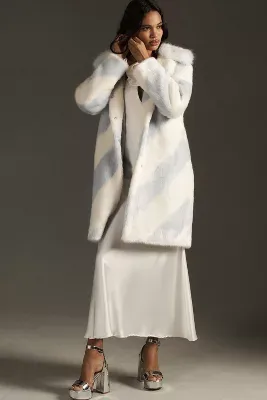 Maeve Faux Fur Stripe Coat