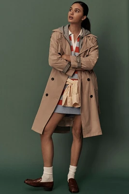 Pilcro Hooded Dickie Belted Trench Coat