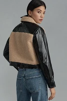 Maeve Faux-Leather Sherpa Cropped Jacket