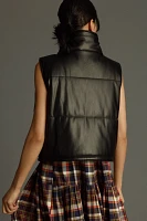 By Anthropologie Faux-Leather Puffer Vest