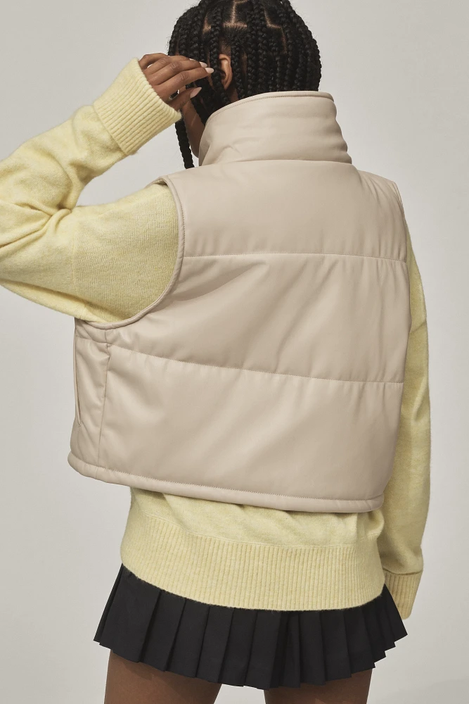 By Anthropologie Faux-Leather Puffer Vest
