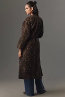 By Anthropologie Long Printed Tie-Front Coat