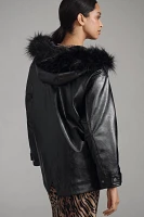 Pilcro Faux-Leather Hooded Jacket