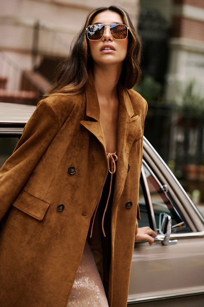 By Anthropologie Faux-Suede Trench Coat