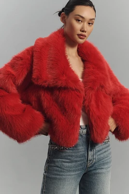 Maeve Faux-Fur Cropped Jacket