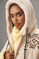 Pilcro Embroidered Hooded Sherpa Coat