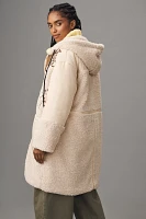 Pilcro Embroidered Hooded Sherpa Coat