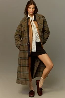 By Anthropologie Belted Plaid Long Robe Coat