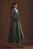 By Anthropologie Belted Plaid Long Robe Coat