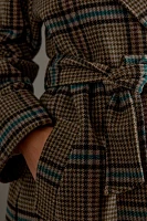 By Anthropologie Belted Plaid Long Robe Coat