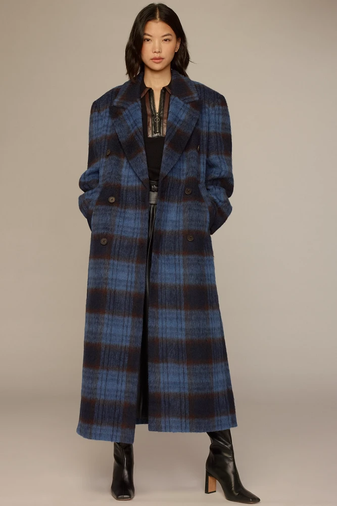 By Anthropologie Checked Long Coat