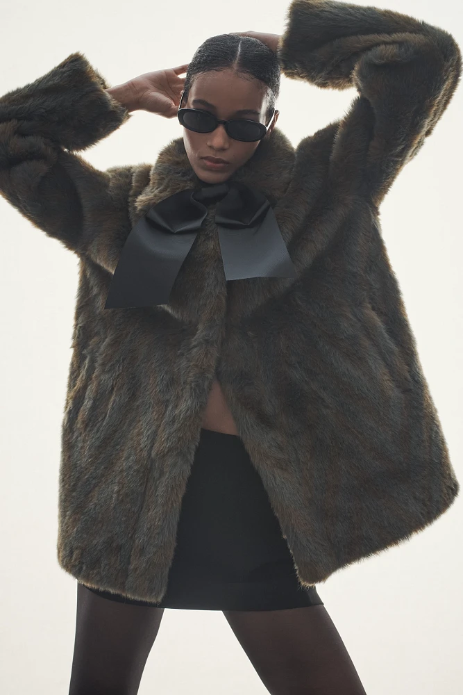 Scotch & Soda Faux-Fur Bow Coat