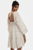 By Anthropologie Balloon-Sleeve Lace Scallop-Hem Romper
