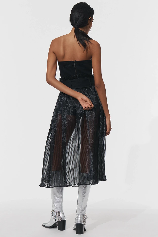 pilcro strapless tulle lace midi dress Pilcro Strapless Bodysuit & Sheer Skirt at MarketFair Shoppes in Princeton,  NJ