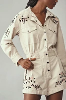 By Anthropologie Long-Sleeve Embroidered Utility Romper