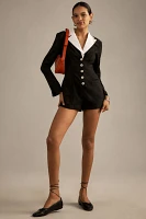 Maeve Long-Sleeve Tuxedo Micro Romper