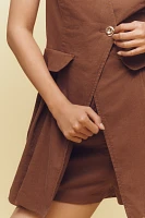 By Anthropologie Linen Blend Sleeveless Vest Romper