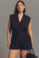 By Anthropologie Sleeveless Belted Romper
