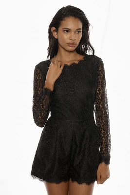 By Anthropologie Long-Sleeve Lace Romper