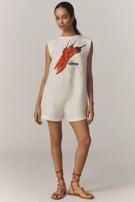 Farm Rio Sleeveless Linen T-Shirt Romper